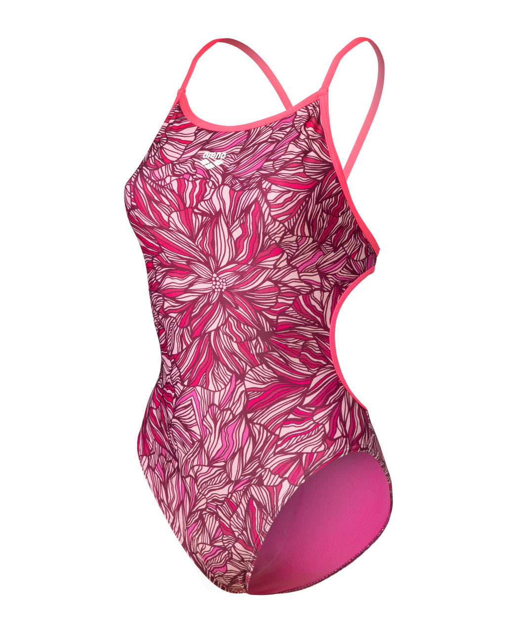 WOMENS ARENA PINK DALHIA SWIMSUIT LACE BACK