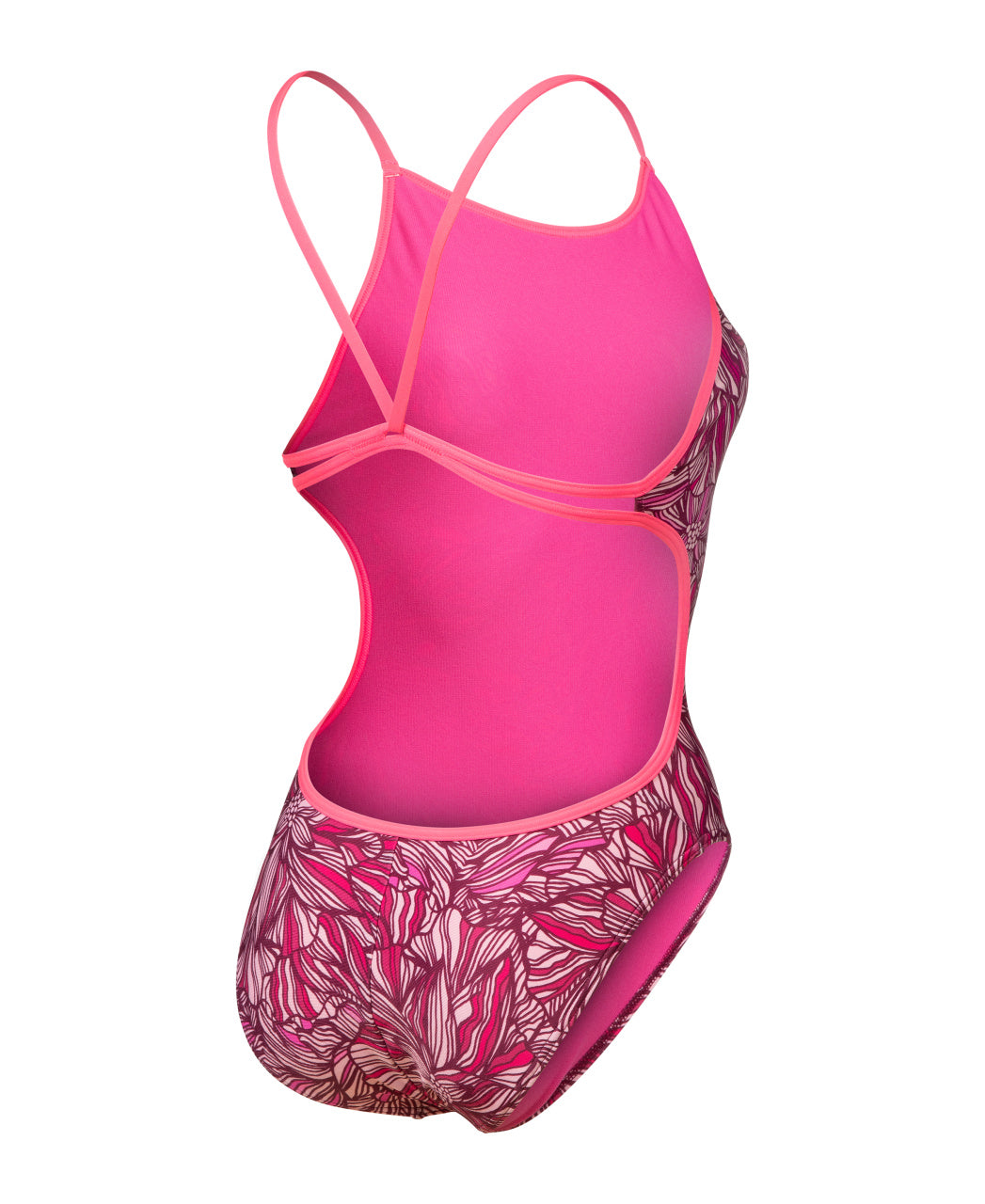 WOMENS ARENA PINK DALHIA SWIMSUIT LACE BACK