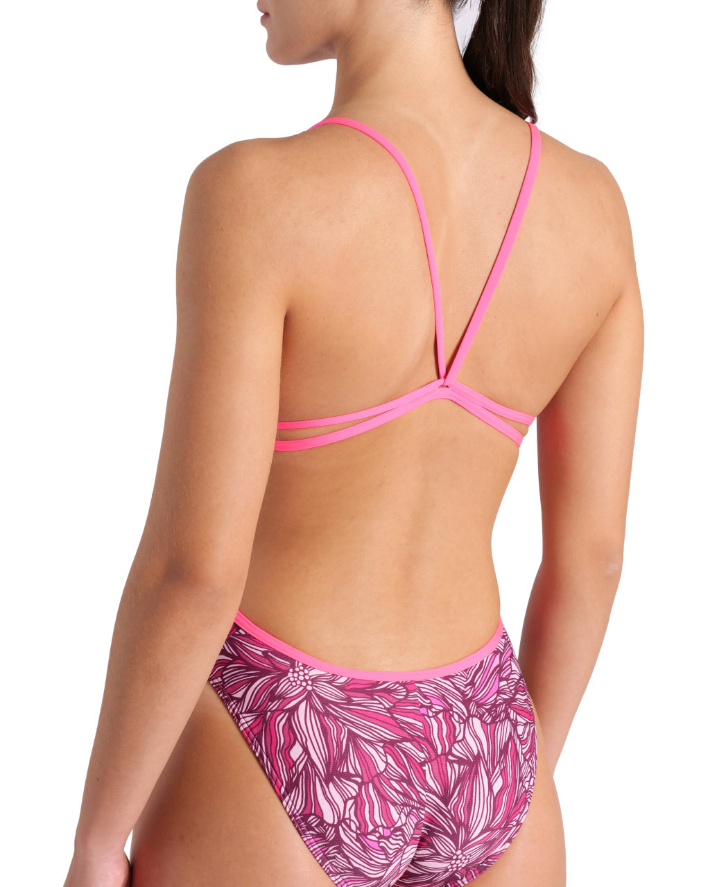 WOMENS ARENA PINK DALHIA SWIMSUIT LACE BACK